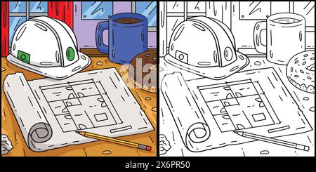 Illustration Eines Bleistifthutes Im Baudesign Stock Vektor