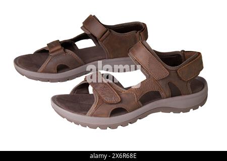 Wandersandale aus isoliertem Leder Stockfoto