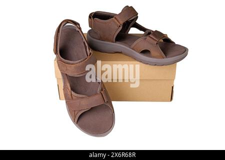 Wandersandale aus isoliertem Leder Stockfoto