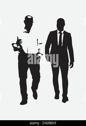 Zeitlose Bande, Silhouetten von jüngeren und älteren Männern, die gehen Stock Vektor