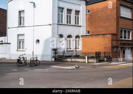 Vilvoorde, Flämisch Brabant, Belgien - 14. Mai 2024 - Wohnhäuser an der Leuvense Straße Stockfoto