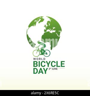World Bicycle Day kreative einzigartige grüne natürliche umweltfreundliche Konzeptidee. Gehen Sie grün und retten Sie die Umwelt. Fahrrad Grün Stock Vektor