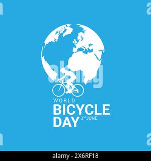 World Bicycle Day kreative einzigartige grüne natürliche umweltfreundliche Konzeptidee. Gehen Sie grün und retten Sie die Umwelt. Fahrrad Grün Stock Vektor