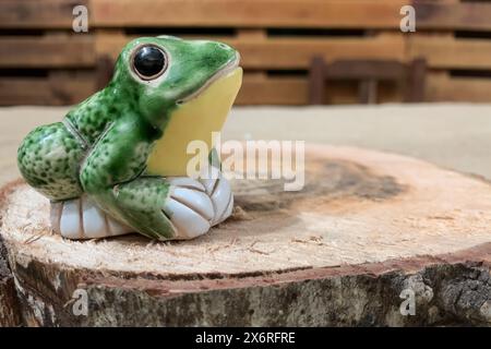 Grüner Frosch auf dem Wald. Falscher Frosch Stockfoto