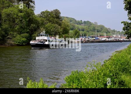 Dartmouth Riverboats Cardiff Castle verlässt Totnes entlang des Flusses Dart in Richtung Dartmouth. Stockfoto