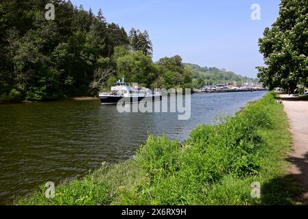 Dartmouth Riverboats Cardiff Castle verlässt Totnes entlang des Flusses Dart in Richtung Dartmouth. Stockfoto