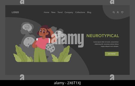Neurotypisches Konzept. Visuelle Reise in kognitive Prozesse und soziale Interaktionen. Erforschung von Denkmustern und Verhaltensnormen. Unterschiede zwischen Menschen kognitives Denken. Flacher Vektor Stock Vektor