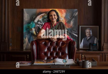 Mumbai, Indien. August 2023. MUMBAI, INDIEN – 9. AUGUST: Rekha jhunjhunwala, Ehefrau von Rakesh jhunjhunwala posiert für das Foto in ihrem Haus Rare Villa, Malabar Hill am 9. August 2023 in Mumbai, Indien. (Foto: Satish Bate/Hindustan Times/SIPA USA) Credit: SIPA USA/Alamy Live News Stockfoto