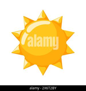 Sonnensymbol im Cartoon-Stil. Wetterlogo für Apps, Kinderzimmer und Kinderdesign. Vektorillustration auf weißem Hintergrund isoliert. Stock Vektor