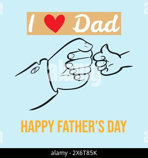 Happy Vatertag Poster Desgn mit Hand gezeichnet und Liebe Stock Vektor