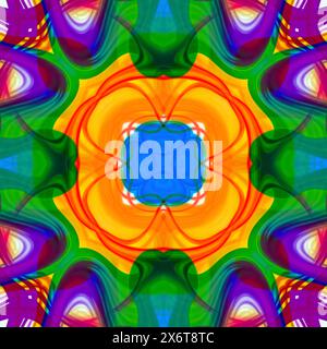 Psychedelischer Hintergrund, abstrakte, prismatische polysimmetrische Tracery Kollektion Keramikfliesen im Stil. Stockfoto