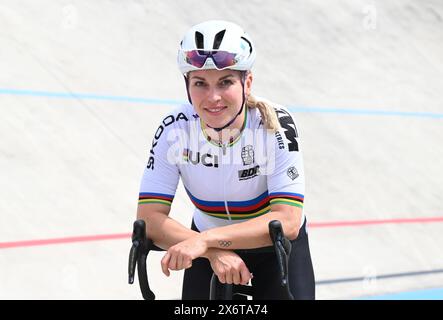 Dudenhofen, Deutschland. Januar 2021. Radsport/Strecke: BDR präsentiert seine Bahnradsprintern für die Olympischen Spiele. Die Sprinterin Emma Hinze. Quelle: Bernd Weißbrod/dpa/Alamy Live News Stockfoto