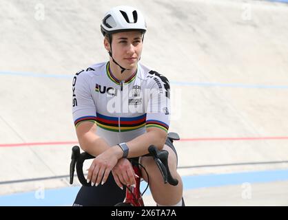 Dudenhofen, Deutschland. Januar 2021. Radsport/Strecke: BDR präsentiert seine Bahnradsprintern für die Olympischen Spiele. Die Sprinterin Pauline Grabosch. Quelle: Bernd Weißbrod/dpa/Alamy Live News Stockfoto