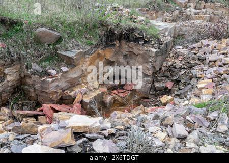 Pipestone, Minnesota - ein aktiver Steinbruch am Pipestone National Monument. Die Ureinwohner haben hier seit Jahrhunderten pipestone (Catlinite) abgebaut Stockfoto