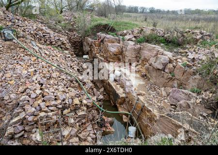 Pipestone, Minnesota - ein aktiver Steinbruch am Pipestone National Monument. Die Ureinwohner haben hier seit Jahrhunderten pipestone (Catlinite) abgebaut Stockfoto