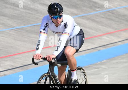 Dudenhofen, Deutschland. Januar 2021. Radsport/Strecke: BDR präsentiert seine Bahnradsprintern für die Olympischen Spiele. Maximilian Dörnbach. Quelle: Bernd Weißbrod/dpa/Alamy Live News Stockfoto