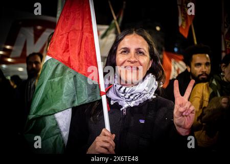 Buenos Aires, Argentinien. Mai 2024. Zum Gedenken an den Jahrestag der Nakba, einem Begriff auf Arabisch, der "Katastrophe" bedeutet und an die Vertreibung des palästinensischen Volkes aus seinem Land erinnert, wurde international ein Tag des Kampfes gegen den Völkermord in Gaza abgehalten. (Kreditbild: © Daniella Fernandez Realin/ZUMA Press Wire) NUR REDAKTIONELLE VERWENDUNG! Nicht für kommerzielle ZWECKE! Stockfoto