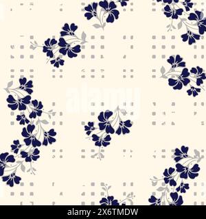 Nahtloses Blumenmuster mit großen Blumen und Vektor-Illustration. Stock Vektor