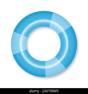 Ein blauer Rettungsschirm zum Schwimmen auf weißem Hintergrund. Farbenfroher aufblasbarer Gummikreis. Stock Vektor
