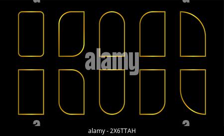 Set mit 10 Designs mit goldenen Vektorrahmen – hochwertige Illustrationen Stock Vektor