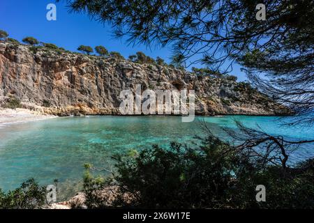 Cala Magraner, Küste von Manacor, Mallorca, Balearen, Spanien. Stockfoto