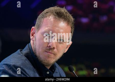 Berlin, Deutschland. Mai 2024. Nationaltrainer Julian Nagelsmann, Pressekonferenz - PK für die Nationalmannschaft, UEFA EURO 2024, im VW Drive - Nominierung PK, Heimeuropameisterschaft, Präsentation/Bekanntgabe der Mannschaft für die Europameisterschaft 2024, Berlin, 16. Mai 2024, Credit: HMB Media/Alamy Live News Stockfoto