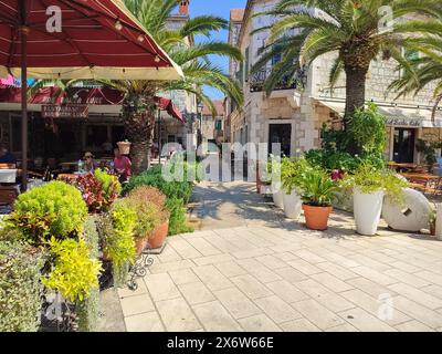 Stari Grad, Hvar, Kroatien 08-22-2023, sonniger Sommertag in der wunderschönen Altstadt. Stockfoto