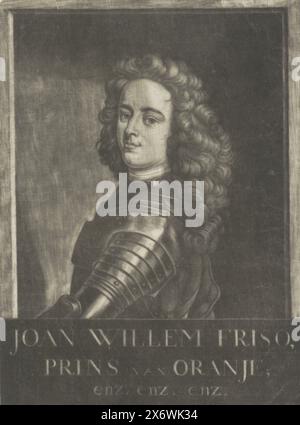 Porträt von Johan Willem Friso, Prinz von Orange-Nassau, Porträt von Johan Willem Friso. Am unteren Rand befinden sich Name und Titel., Print, Print Maker: Rienk Jelgerhuis, Verlag: Abraham Ferwerda, Verlag: Gerrit Tresling, Print Maker: Nordholland, Verlag: Leeuwarden, Verlag: Leeuwarden, 1770, Paper, Höhe, 221 mm x Breite, 162 mm Stockfoto