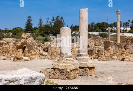 Ruinen des römischen Thermenkomplexes von Antoninus in Karthago, Tunesien Stockfoto