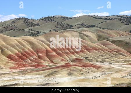 Die beeindruckenden geologischen Formationen der Painted Hills, Teil des John Day Fossil Beds National Monument in Zentral-Oregon. Stockfoto