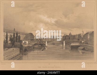 Ansicht der seine aus dem Pont Royal in Paris, Vue Prize du Pont Royal (Titel auf Objekt), Ansichten in und um Paris (Titel der Serie), Paris (Titel der Serie auf Objekt), Druck, Druckerei: Louis-Julien Jacottet, (auf Objekt erwähnt), Drucker: Auguste Bry, (auf Objekt erwähnt), Verlag: Gihaut frères, (auf dem Objekt erwähnt), Paris, 1838, Papier, Höhe, 312 mm x Breite, 449 mm Stockfoto