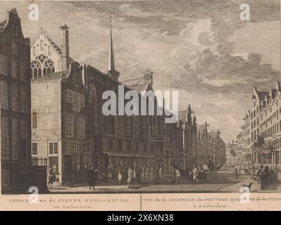 Ansicht der Heilige Stede (Nieuwezijds Kapel) in Amsterdam, Ansicht der Nieuwe Zyds-Kapel, nach Amsterdam / Vue de la Chapelle du Nouveau Quartier de la Ville, à Amsterdam (Titel auf Objekt), Atlas van Fouquet (Titel der Serie), nummeriert oben rechts: 48., Druck, Druckerei: Hermanus Petrus Schouten, (möglicherweise), nach Zeichnung von Hermanus Petrus Schouten, (zum Gegenstand erwähnt), Herausgeber: Pierre Fouquet, (zum Gegenstand erwähnt), Amsterdam, c. 1770 - 1783, Papier, Ätzen, Höhe, 276 mm x Breite, 364 mm Stockfoto