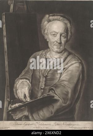 Porträt von Johann Kenckel, Druck, Druckerei: Bernhard Vogel, nach Malerei von: Frans van Stampart, (auf Objekt erwähnt), 1722 - 1737, Papier, Höhe, 362 mm x Breite, 241 mm Stockfoto