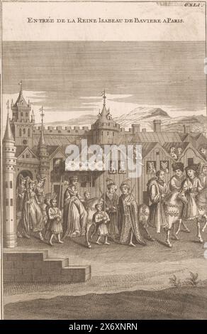 Einzug der Königin Isabella von Bayern in Paris, Druck, Druckerei: Dominique Sornique, (zugeschrieben), Verlag: Pierre Francois Giffart, Verlag: Julien-Michel Gandouin, Paris, 1729 - 1733, Papier, Gravur, Ätzen, Höhe, 330 mm x Breite, 190 mm Stockfoto