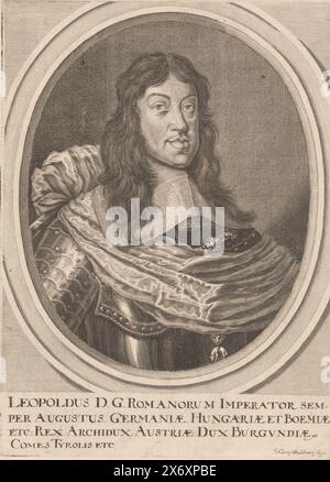 Porträt Leopold I., Kaiser von Deutschland, Druck, Druckerei: Johann Georg Waldreich, Deutschland, 1658 - nach 1680, Papier, Gravur, Höhe, 304 mm x Breite, 223 mm Stockfoto