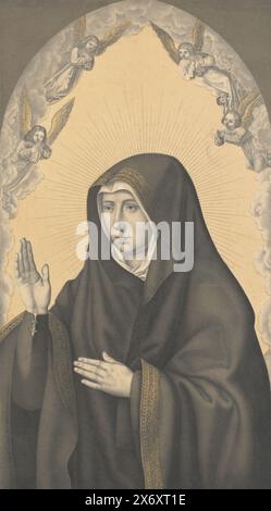 Maria als Mater dolorosa, Werke aus der Sammlung der Brüder Boisserée (Serientitel), Galerie des Frères Boisserée (Serientitel), Druck, Druckerei: Johann Nepomuk Strixner, (auf Objekt erwähnt), nach Malerei von: Jan Stefan van Calcar, (auf Objekt erwähnt), 1823, Papier, Höhe, 565 mm x Breite, 314 mm Stockfoto