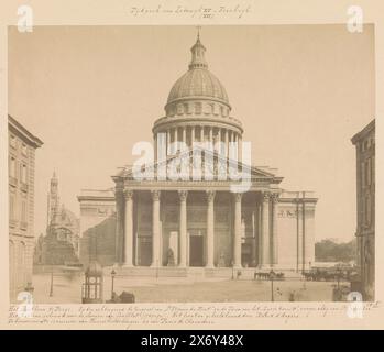 Blick auf das Panthéon in Paris mit Menschen und Kutschen davor, PARIS. Le Panthéon (Titel auf Objekt), Foto, X-Foto., (erwähnt auf Objekt), Paris, c. 1875 - c. 1900, Karton, Albumendruck, Höhe, 209 mm x Breite, 275 mm Stockfoto