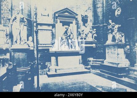 Poets' Corner in Westminster Abbey, London, mit dem Denkmal für William Shakespeare in der Mitte, Westminster Shakespeare (Titel auf Objekt), Foto, Anonym, Großbritannien, 1890 - 1905, fotografischer Träger, Zyanotyp, Höhe, 83 mm x Breite, 112 mm Stockfoto