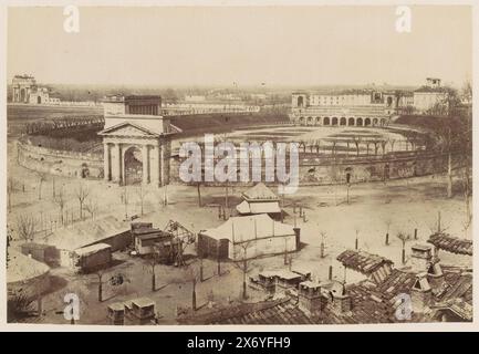 Blick auf die seine und das Rathaus in Paris, Stereogramm, anonym, Paris, 1850 - 1880, Karton, Albumendruck, Höhe, 85 mm x Breite, 175 mm Stockfoto