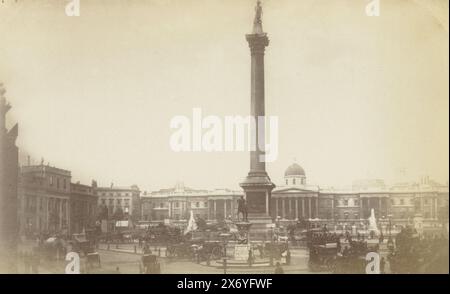 Nelson's Column on Trafalgar Square, Trafalgar Square, London (Titel auf Objekt), Foto, James Valentine, (auf Objekt erwähnt), London, 1851 - 1880, Papier, Albumendruck, Höhe, 97 mm x Breite, 149 mm Stockfoto