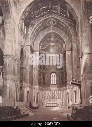 Inneres der Kathedrale von Palermo, Italien, Interno della Cattedrale di Monreale (Titel zu Objekt), Palermo (Titel zu Objekt), Foto, Roberto Rive, (zugeschrieben), Palermo, 1860 - 1889, Karton, Albumendruck, Höhe, 253 mm x Breite, 188 mm, Höhe, 383 mm x Breite, 308 mm Stockfoto