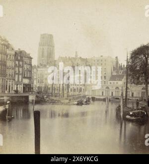 Korenbeurs und die Grote oder Sint-Laurenskerk in Rotterdam, vom Draaibrug aus gesehen, Rotterdam, Korenbeurs vom Draaibrug gesehen (Titel auf Objekt), Stereographie, anonym, Rotterdam, 1873 - 1890, Karton, Albumendruck, Höhe, 85 mm x Breite, 169 mm Stockfoto