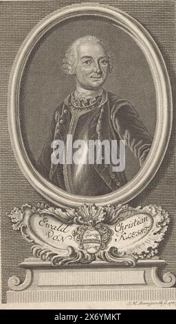 Porträt von Ewald Christian von Kleist, Druck, Druckerei: Johann Martin Bernigeroth, Leipzig, 1757, Papier, Gravur, Ätzen, Höhe, 170 mm x Breite, 105 mm Stockfoto