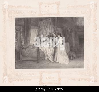 Junger Mann und junge Frau auf dem Sterbebett eines alten Mannes, L'Agonie (Titel auf Objekt), Druck, Druckerei: Paul Gavarni, (erwähnt auf Objekt), 1833, Papier, Höhe, 234 mm x Breite, 278 mm Stockfoto