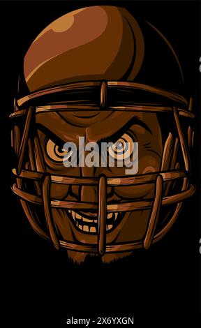 Vector Devil oder satan American Football Sportmaskottchen auf schwarzem Hintergrund Stock Vektor