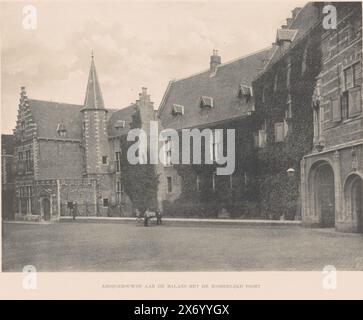 Ansicht der Abteigebäude auf den Balans in Middelburg, Abteigebäude auf den Balans mit dem Nordtor (Titel auf Objekt), dieser Druck ist Teil eines Covers mit acht Lichtdrucken., fotomechanischer Druck, Hersteller: Gebroeders van Straaten, Middelburg, um 1900, Papier, Kollotype, Höhe, 228 mm x Breite, 309 mm Stockfoto