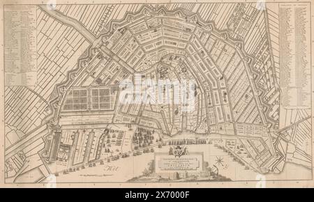 Karte von Amsterdam, Plan nouveau & très Exact de la ville d'Amsterdam, neue Karte der Stadt Amsterdam (Titel auf Objekt), Druck, Druckerei: Cornelis van Baarsel, (erwähnt auf Objekt), Verlag: Covens & Zoon Mortier, (erwähnt auf Objekt), Amsterdam, 1798, Papier, Ätzen, Gravieren, Höhe, 618 mm x Breite, 977 mm Stockfoto