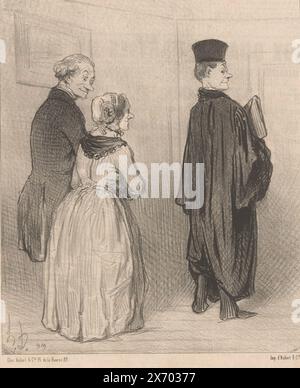 Anwalt zeigt seine Toga seinen stolzen Eltern, dire pourtant que nous avons un fils qui EST enfin avocat (...) (Titel auf Objekt), Good Citizens (Titel der Serie), Les bons bourgeois (Titel der Serie auf Objekt), Druckerei: Honoré Daumier, (Gegenstand erwähnt), Drucker: Aubert & Cie., (Gegenstand genannt), Verlag: Aubert & Cie., (auf dem Gegenstand erwähnt), Paris, 1846, Papier, Höhe, 345 mm x Breite, 235 mm Stockfoto