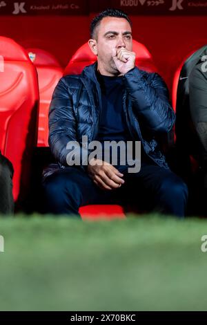 Almeria, Spanien. Mai 2024. FC Barcelona Trainer Xavi Hernandez war beim Spiel der LaLiga EA Sports 2023/2024 zwischen UD Almeria und FC Barcelona im Power Horse Stadium zu sehen. Endstand: UD Almeria 0:2 FC Barcelona Credit: SOPA Images Limited/Alamy Live News Stockfoto