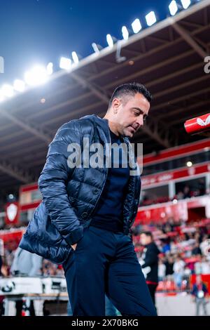 Almeria, Spanien. Mai 2024. FC Barcelona Trainer Xavi Hernandez war beim Spiel der LaLiga EA Sports 2023/2024 zwischen UD Almeria und FC Barcelona im Power Horse Stadium zu sehen. Endstand: UD Almeria 0:2 FC Barcelona Credit: SOPA Images Limited/Alamy Live News Stockfoto